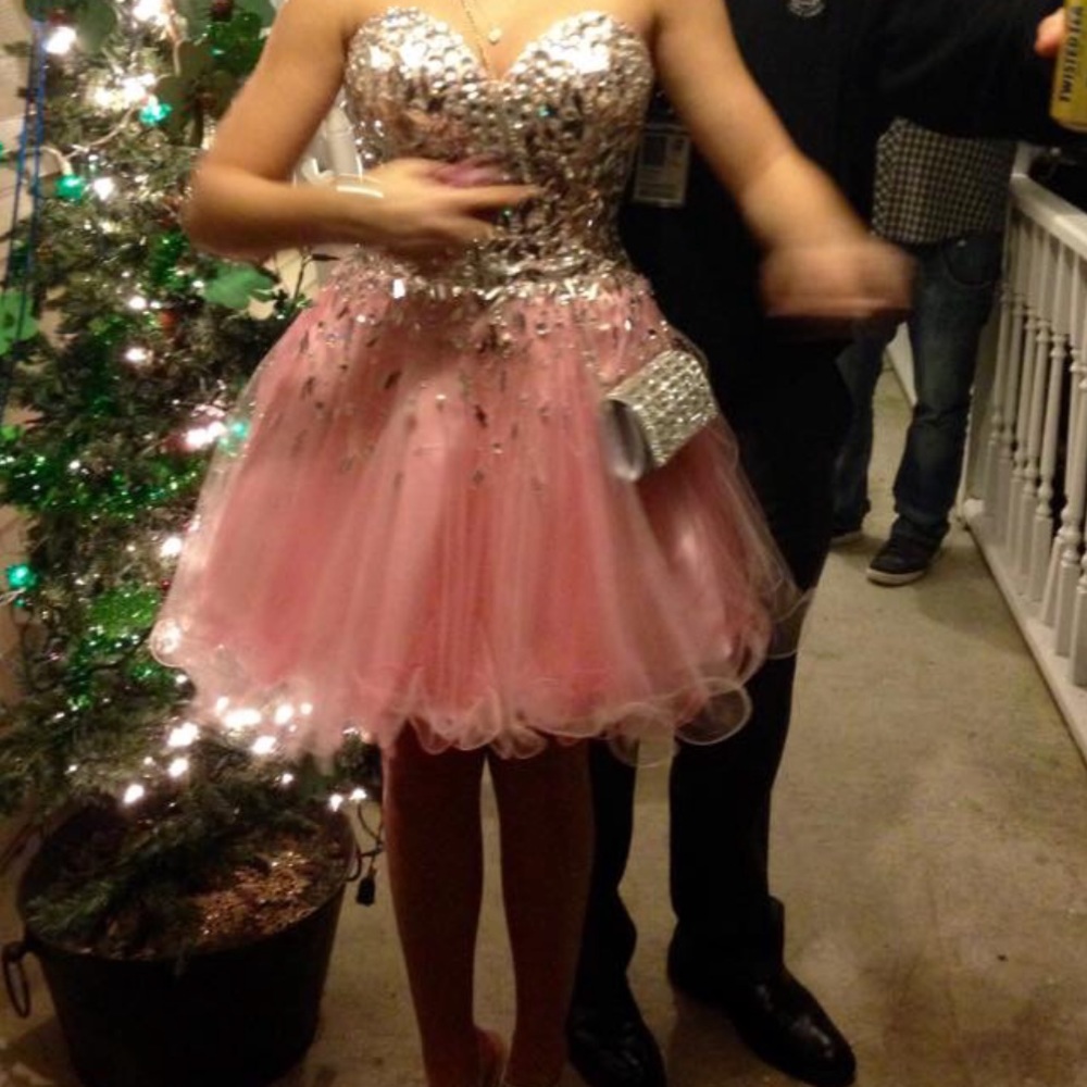 Clarisse 2391 Homecoming Sparkle Pink Dress - Picture 5 of 6